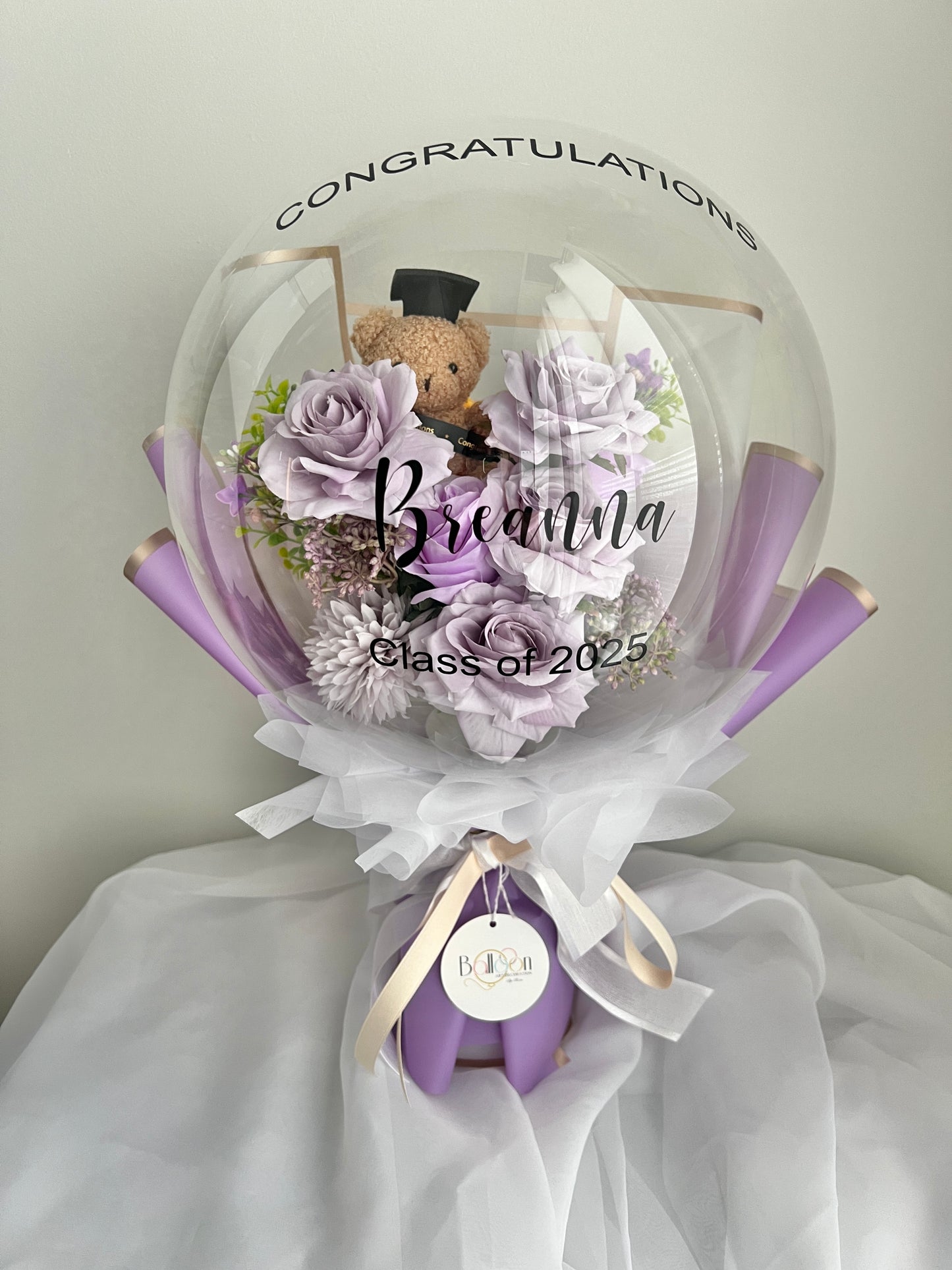 Graduation (Teddy Grad) Flower Balloon Bouquet