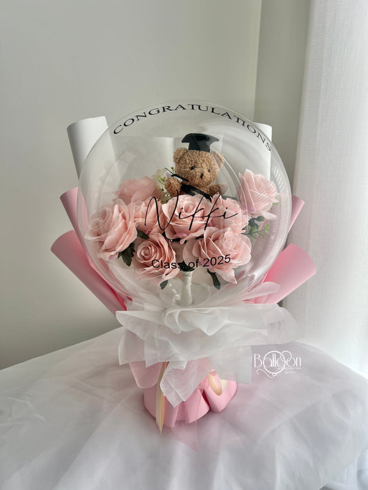 Graduation (Teddy Grad) Flower Balloon Bouquet