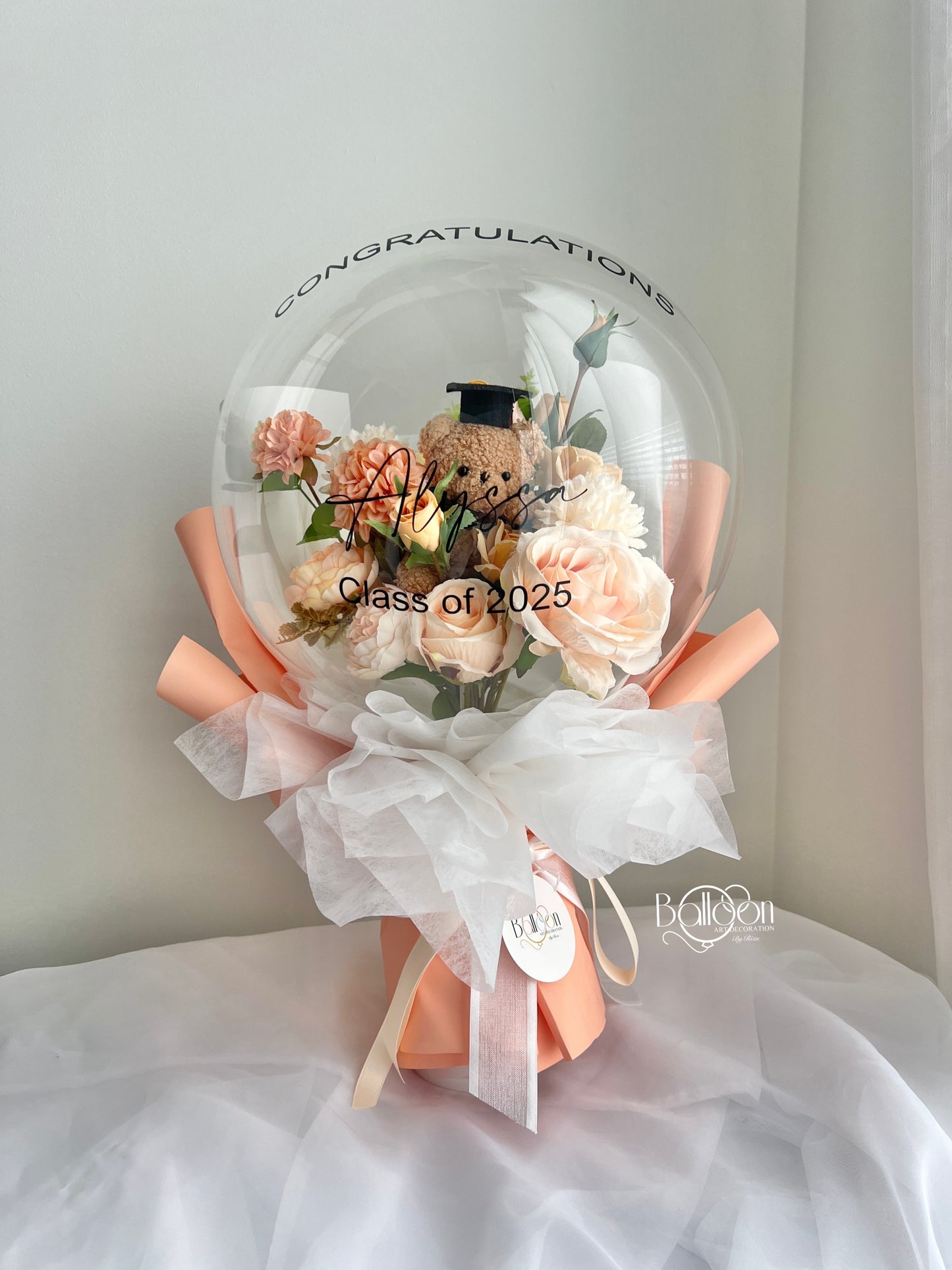 Graduation (Teddy Grad) Flower Balloon Bouquet