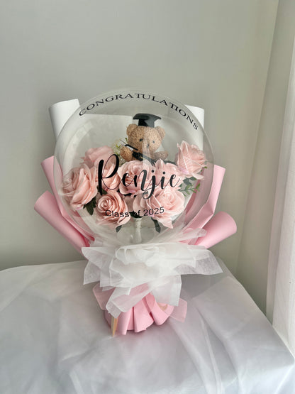 Graduation (Teddy Grad) Flower Balloon Bouquet